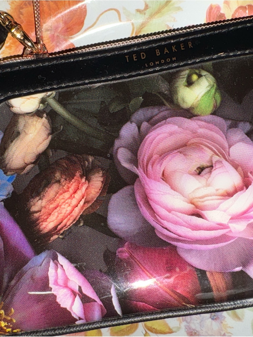 Ted Baker London Pink Floral Glossy Cosmetic Pouch